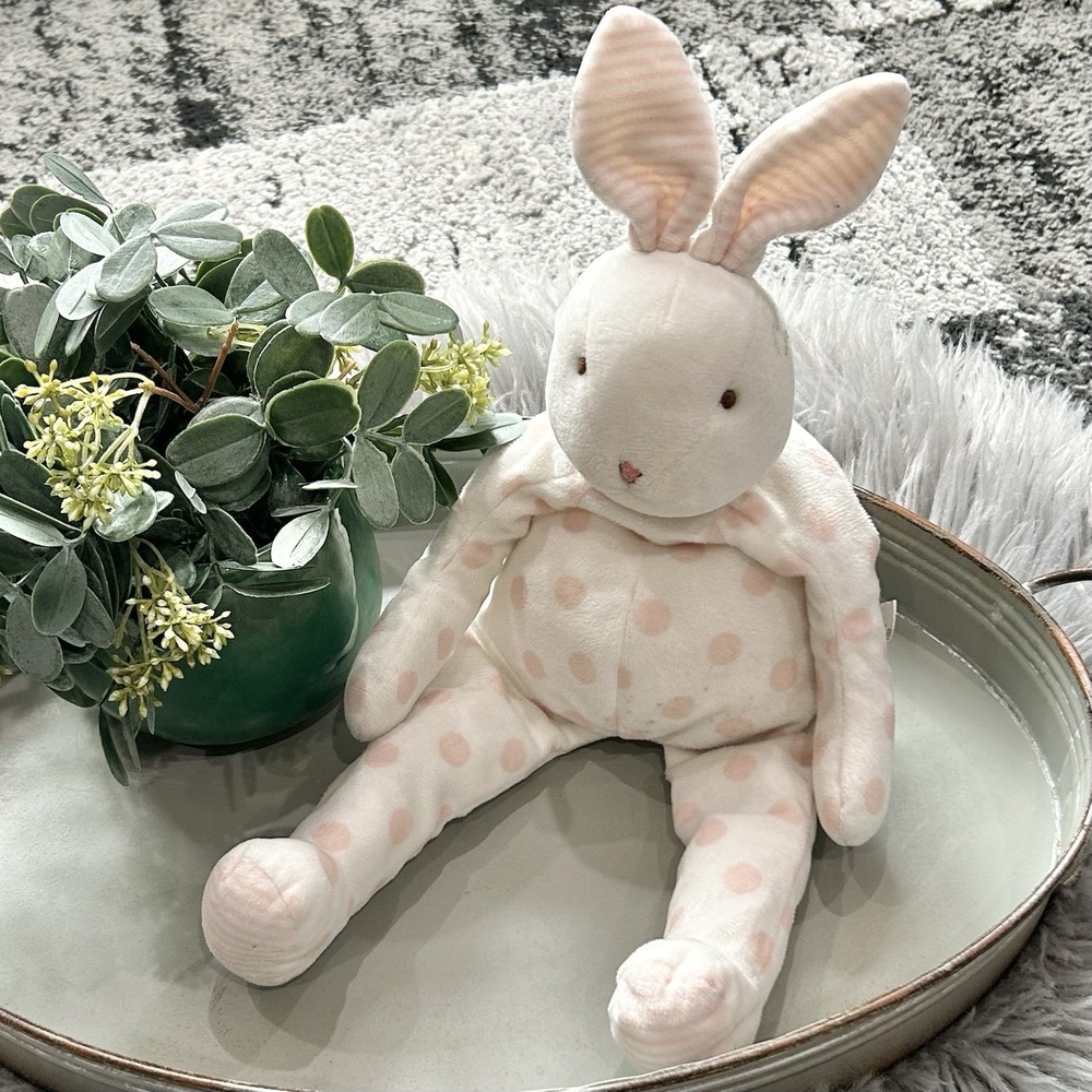Bunny Rabbit Plush Bunnies By The Bay Carrots‎ White Pink Polka Dots Stuffed Toy